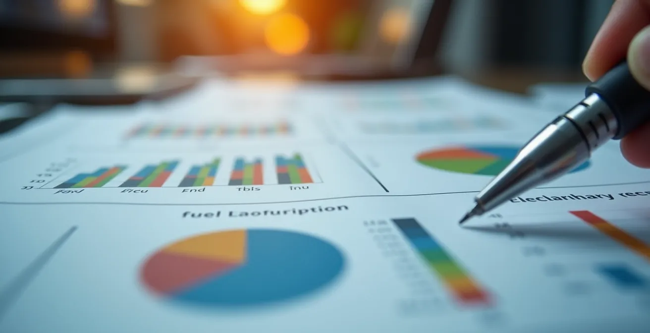 Gros plan sur un tableau de bord analytique avec graphiques de consommation