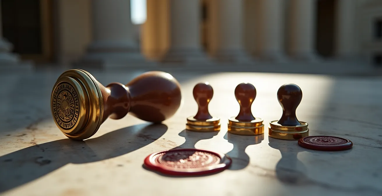 Vue rapprochée de formulaires administratifs avec tampons officiels